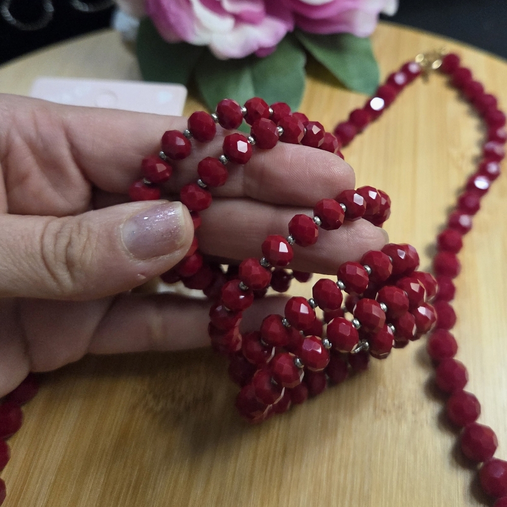 🌟BOGO Free🌟Elegant Red Beaded Jewelry Set - Picture 2 of 5